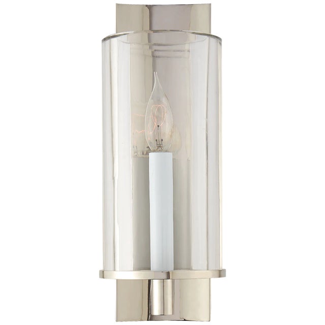 AERIN for Visual Comfort Signature Deauville Single Sconce in Polished Nickel with Clear Glass For Sale