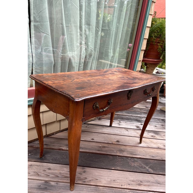 French Provincial 19th C French Provincial Louis XV Style Solid Walnut Writing Desk, Hall or Side Table - For Sale - Image 3 of 18