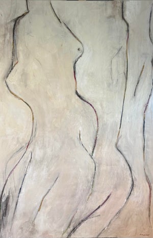 "Sing to Me 2" Large Original Abstract Nude Figurative Painting Neutral Colors by Michele Zuzalek