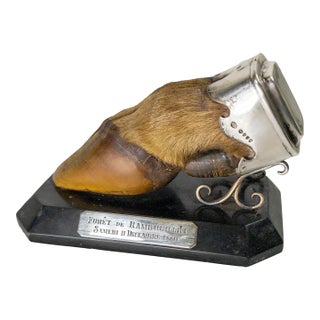 19th Century English Sterling Silver Mounted Deer Hoof Hunting Trophy For Sale