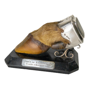 19th Century English Sterling Silver Mounted Deer Hoof Hunting Trophy