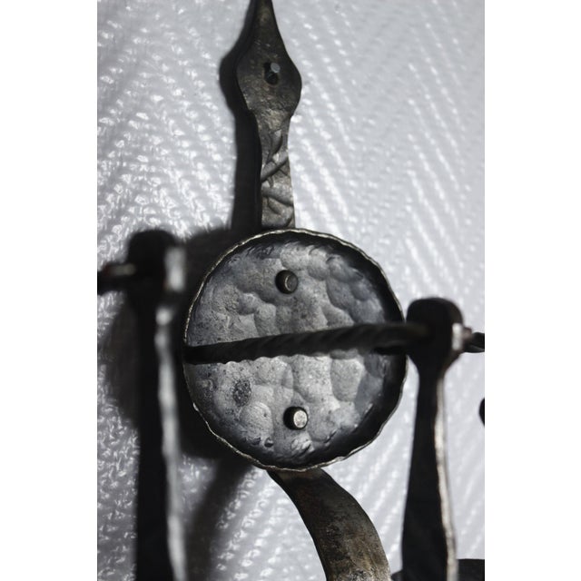 Black French Castle Wrought Iron Candle Sconces, Set of 2 For Sale - Image 8 of 11