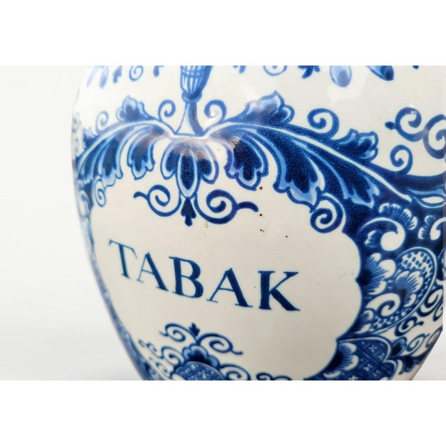 Antique Dutch Delft Blue Tobacco Jar, 1840 For Sale - Image 3 of 16