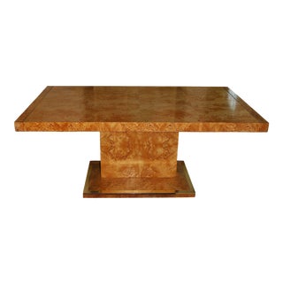 1970s Mid-Century Burlwood and Brass Dining Table For Sale