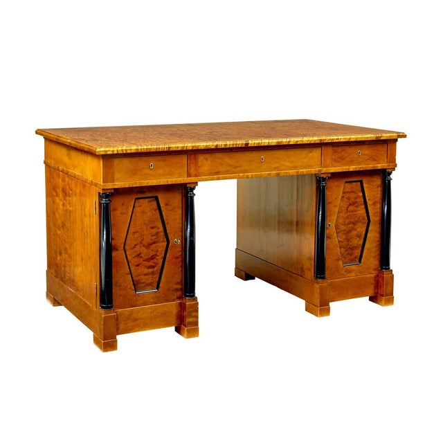 Swedish Empire Revival Birch Pedestal Desk, 1910 For Sale - Image 13 of 13