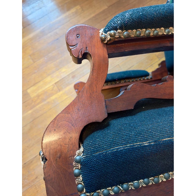 Late 19th Century Antique Eastlake Style Victorian Needlepoint Armchair For Sale - Image 5 of 8
