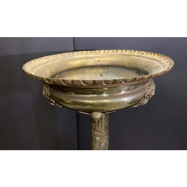 Islamic Arabian Moorish Brass Jardiniere on Stand For Sale - Image 4 of 13