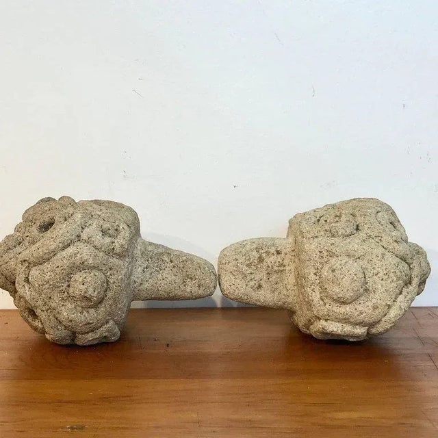 Mid 19th Century Two Carved Mayan Deity Limestone Architectural Carvings or Elements For Sale - Image 11 of 13