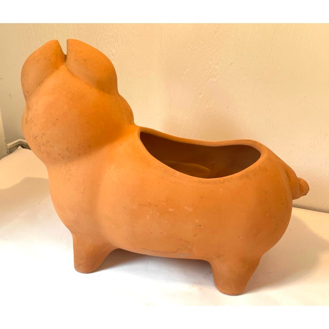 Vintage Terra Cotta Pig Shaped Planter For Sale - Image 4 of 7