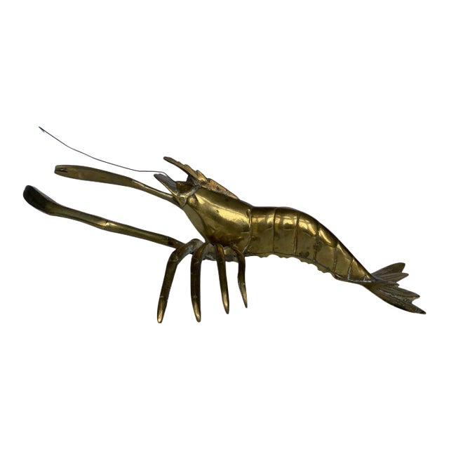 Vintage Mid-Century Modern Solid Brass Lobster Sculpture For Sale