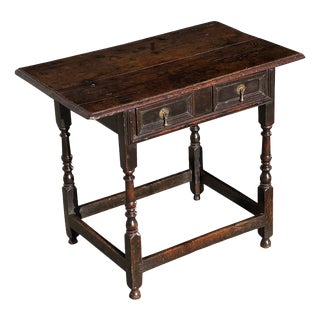 Antique Charles II Oak Lowboy Side Table, 1680 For Sale