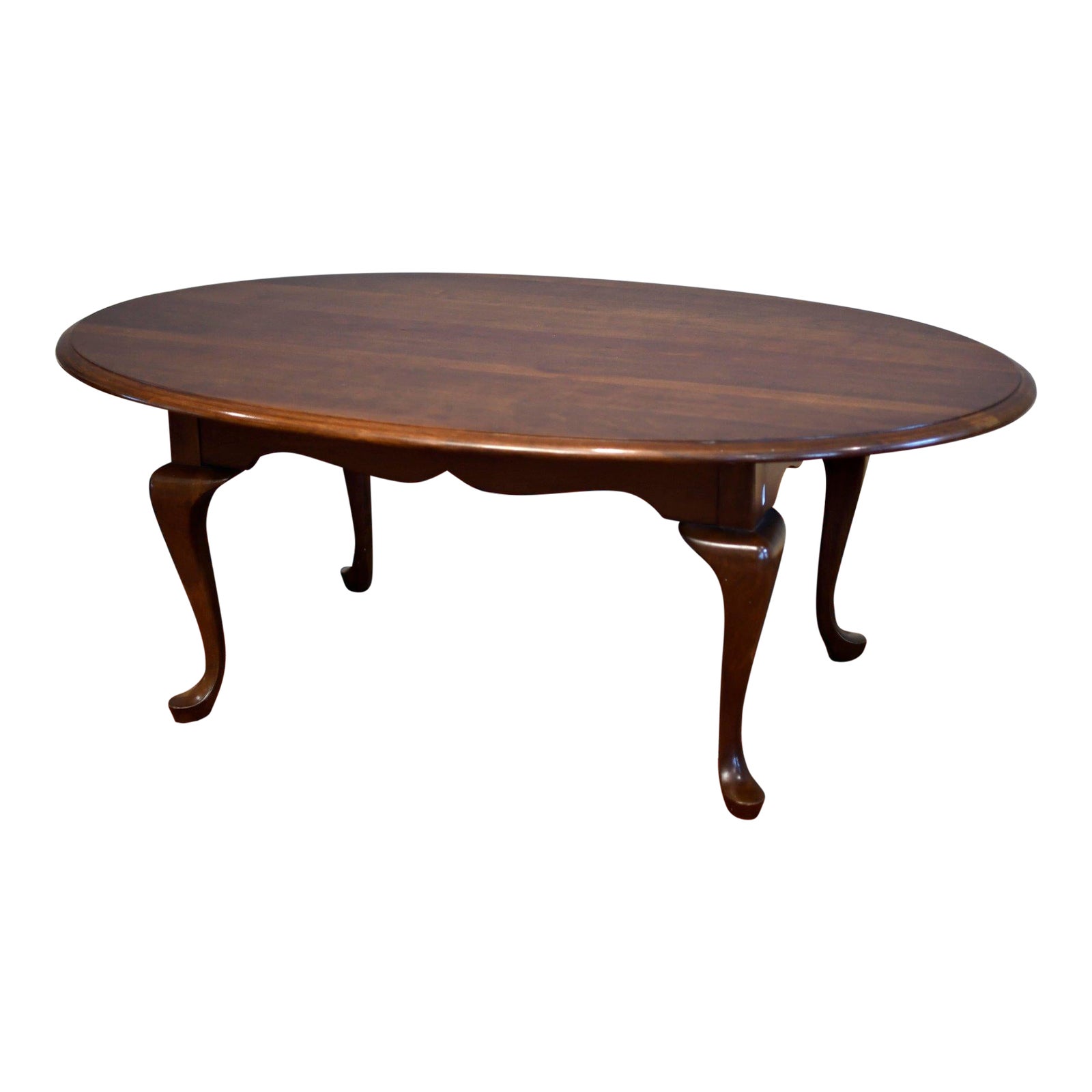 Late 20th Century Vintage Queen Anne Style Oval Coffee Table | Chairish