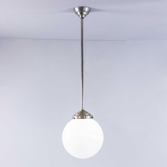 French Tabac Opal Glass Pendant Lamp, 1950s For Sale - Image 6 of 10