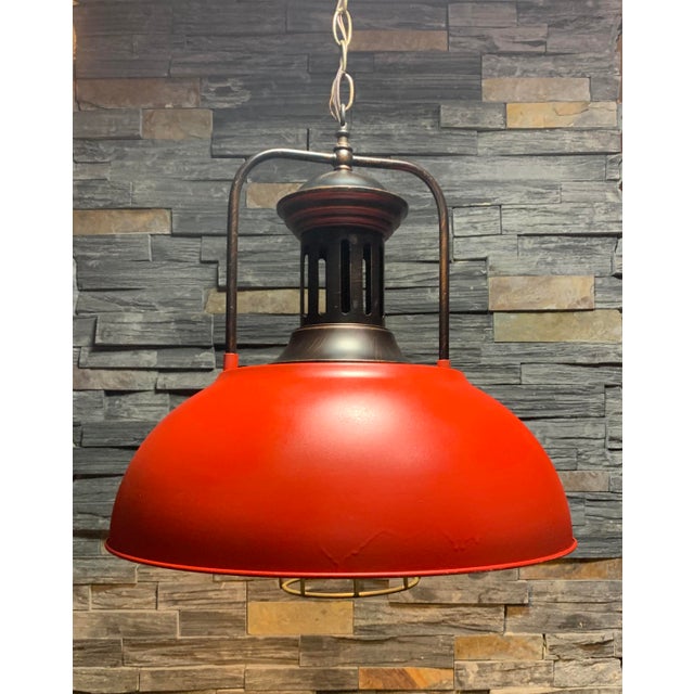 Vintage Red Bronze Blue Industrial Metal Pendant Lamp With Edison