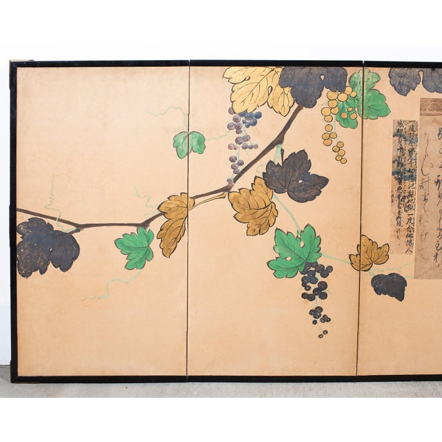 Japanese Japanese Harimaze Six Panel Screen Applied Edo Tanzaku Poems For Sale - Image 3 of 18