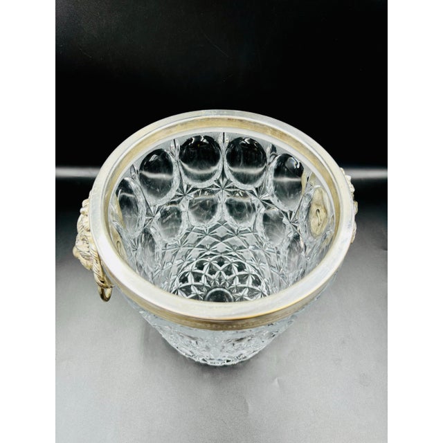 Mid 20th Century Mid 20th Century Stunning Saint-Louis Attributed Crystal Ice Bucket With Lion Heads For Sale - Image 5 of 12