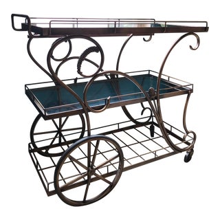 Antique Brass Serving Cart For Sale
