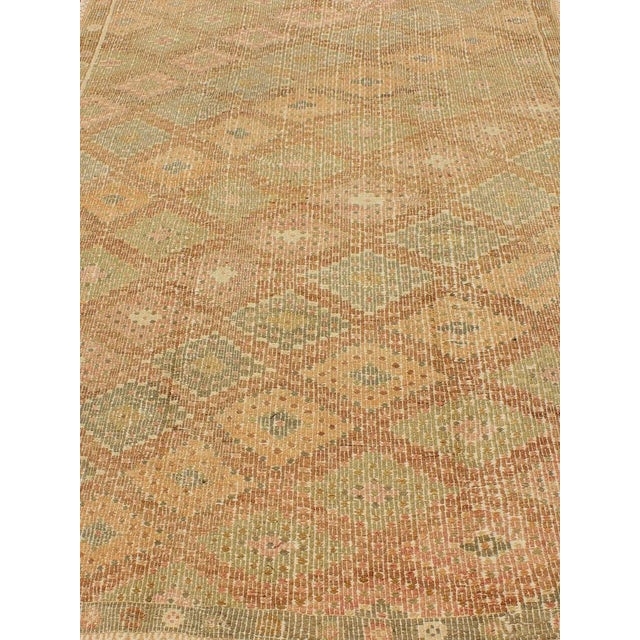 Mid 20th Century Embroidered Flatweave Kilim Rug From Turkey in Repeating Diamond Design For Sale - Image 5 of 13