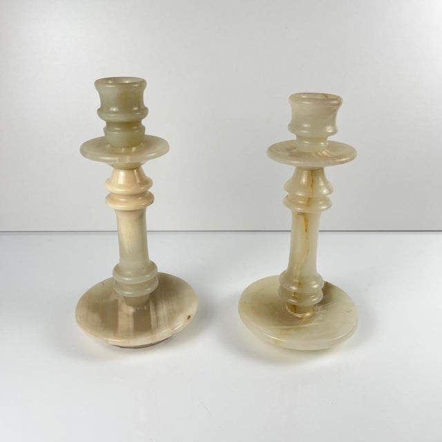 Alabaster Candlesticks, 1960s, Set of 2 For Sale - Image 6 of 13