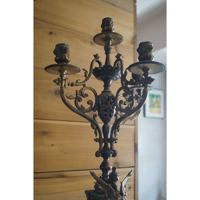 Metal Early 20th Century French Bronze Gothic Candelabra For Sale - Image 7 of 13