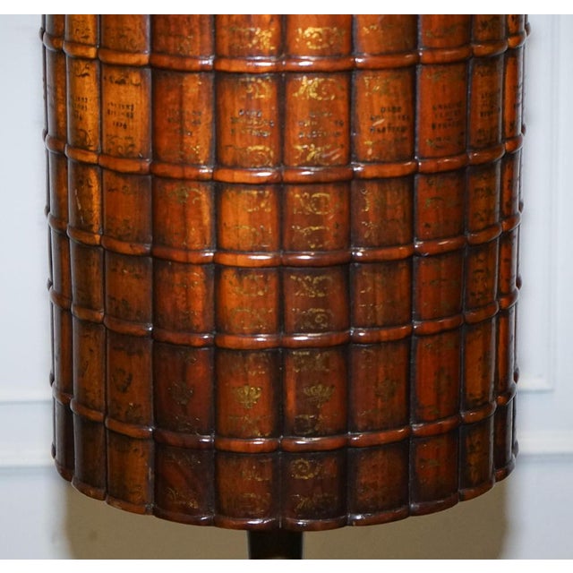 Vintage Theodore Alexander Leather Faux Book Waste Basket Office Bin For Sale - Image 5 of 10