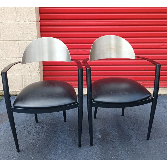 Minimalism Elevate Your Space With This Stunning Pair of Elite Modern Jagger Armchairs, Where Architectural Innovation Meets Premium Comfort 1980s For Sale - Image 3 of 12