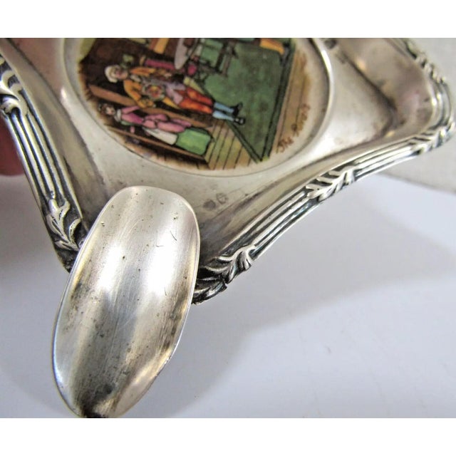 Metal 1920s Victorian Sterling Silver J&R Hand Painted Ashtray the Rivals by Victor Venner For Sale - Image 7 of 8