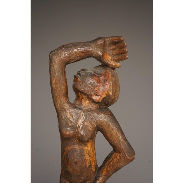 Brown Mid-Century Expressionist Sculpture of a Woman, 1950s For Sale - Image 8 of 11