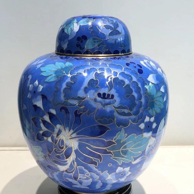 This elegant, baluster-shaped ginger jar is crafted in the traditional cloisonné enamel technique. The vessel features a...