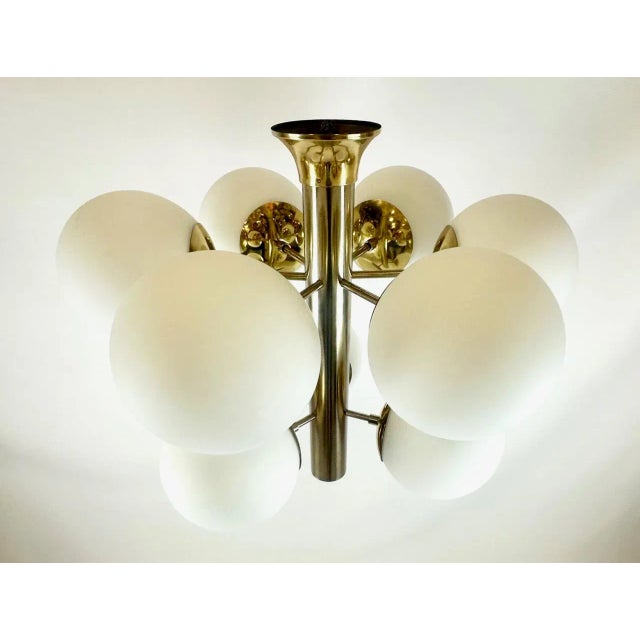 Mid-Century Atomic Brass 9-Arm Chandelier, 1970s For Sale - Image 11 of 15