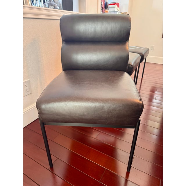 Rustic European Classic Home Reclaimed Oak Dining Table 89"w X 40"d X 30"h (8) Black Leather Dining Chairs For Sale - Image 3 of 7