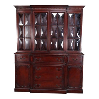 Mahogany Bubble Glass 4 Door Breakfront China Cabinet C1930 For Sale