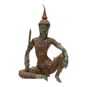 Thai Bronze Warrior Figure, C. 1900