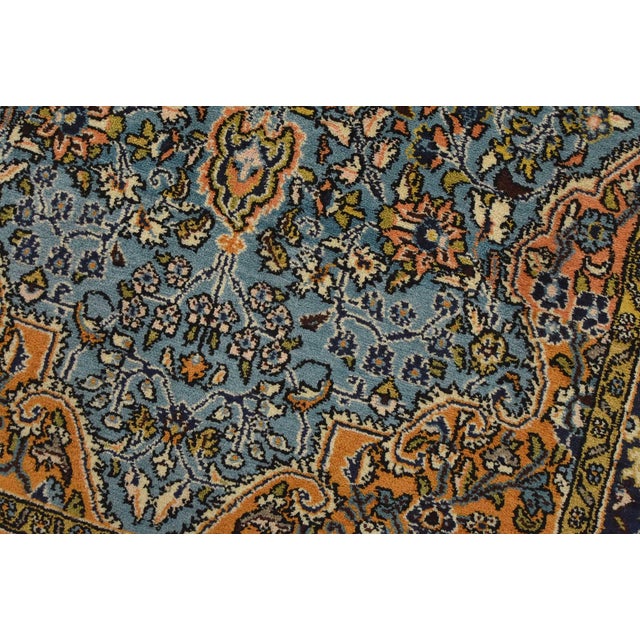Qom Rug 3’7” X 5’3” Blue Wool Vintage Traditional Hand-Knotted Carpet For Sale - Image 4 of 12