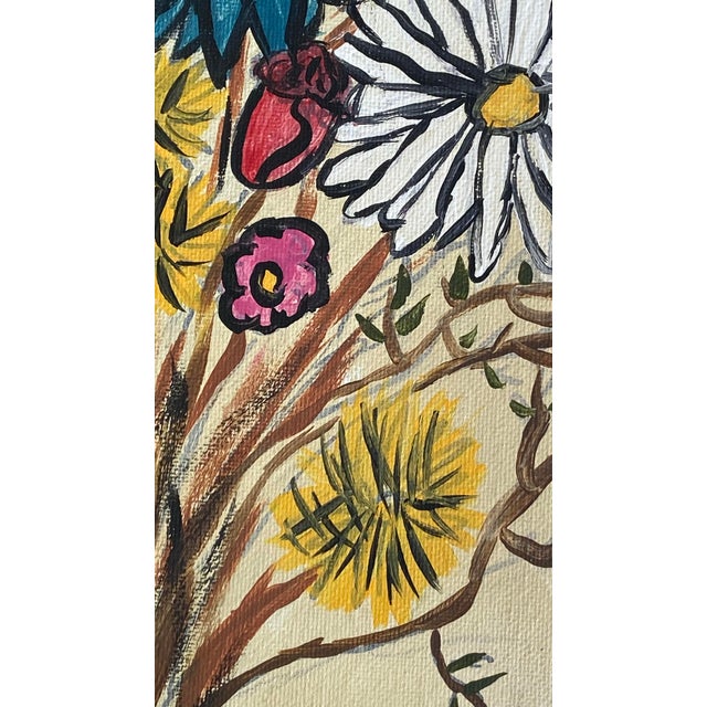 Textile Wildflowers a Contemporary Folk Art Painting For Sale - Image 7 of 9