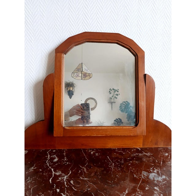 Wood Art Deco Dressing Table in Wood and Marble, 1940s For Sale - Image 7 of 13