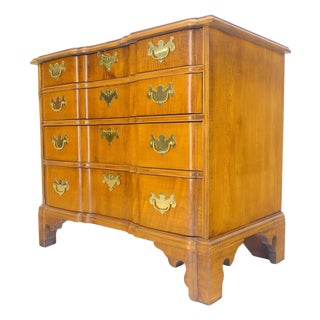 Very Fine Solid Tiger Maple Block Front Bracket Feet Bachelor Dresser Chest For Sale