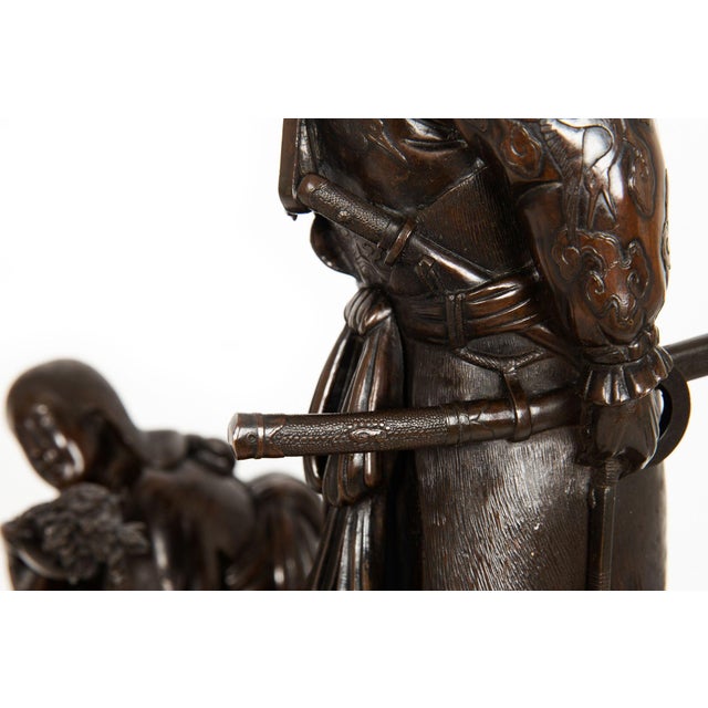 Japanese Meiji Period Bronze Okimono Sculpture of a Samurai, 19th Century For Sale - Image 9 of 18