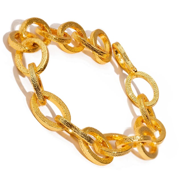 Modern Bold Links Gold Chunky Adjustable Bracelet For Sale - Image 3 of 9