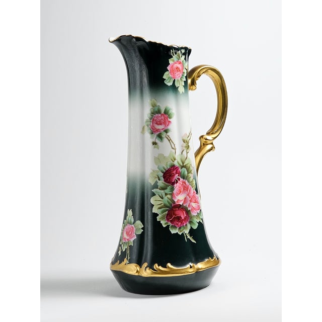 Antique 15" Limoges Porcelain Tankard RARE Signed French Limoges Porcelain Hand Painted Pitcher . Produced by T & V -...