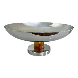 Silver Compote with Amber Stem For Sale