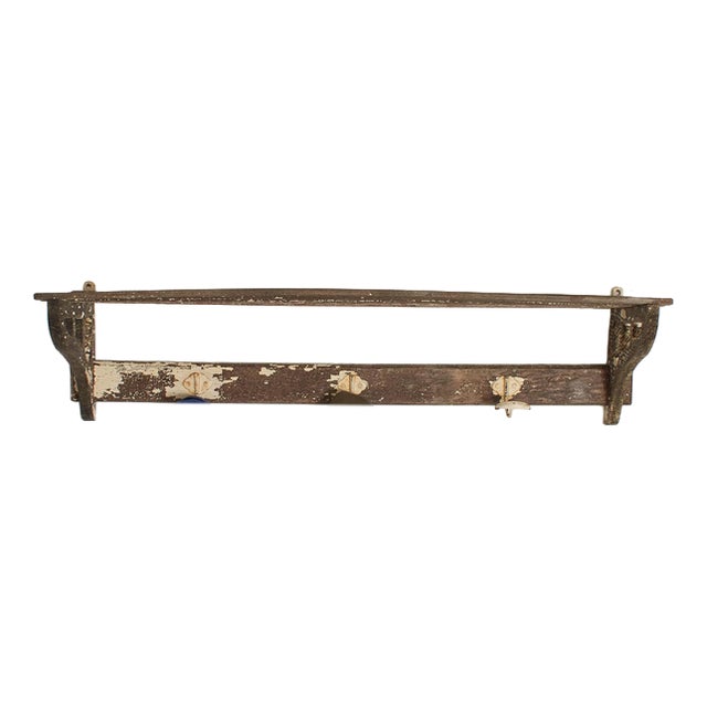 Vintage Wooden Luggage Wall Coat and Hat Rack, 1950s For Sale