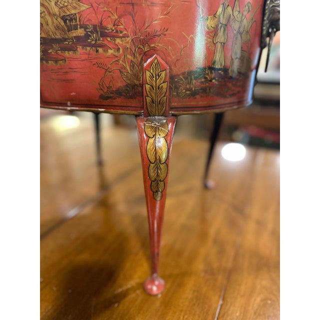 1990s Theodore Alexander Red Tole Chinoiserie Planter For Sale - Image 9 of 12