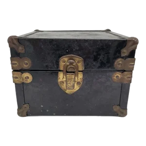 Vintage Small Art Deco Black Metal Storage Box