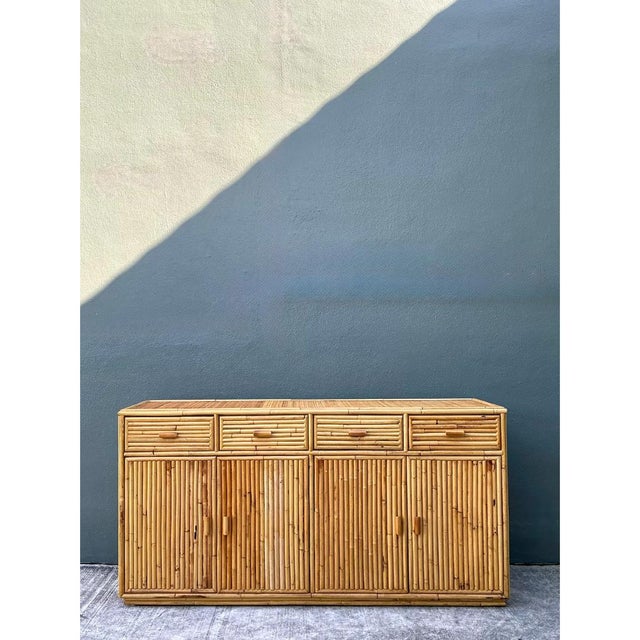 Vintage Stacked Rattan Credenza For Sale - Image 9 of 12