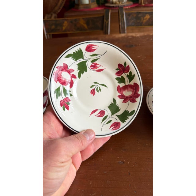A Very Nice Pair of Antique Staffordshire Early Adam’s Rose Cup & Saucer, Circa 1830 For Sale - Image 11 of 12