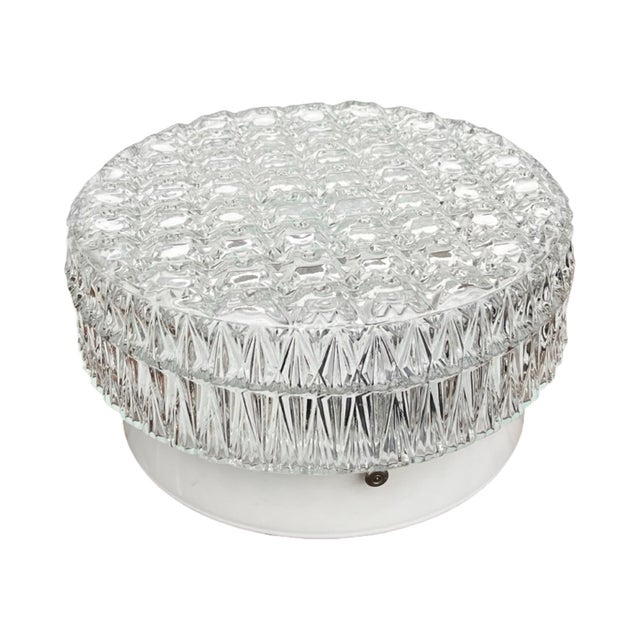 Crystal Ceiling/Wall Lamp Kamenický Šenov, 1970s | Brusel Style | Very Good Condition For Sale - Image 9 of 13
