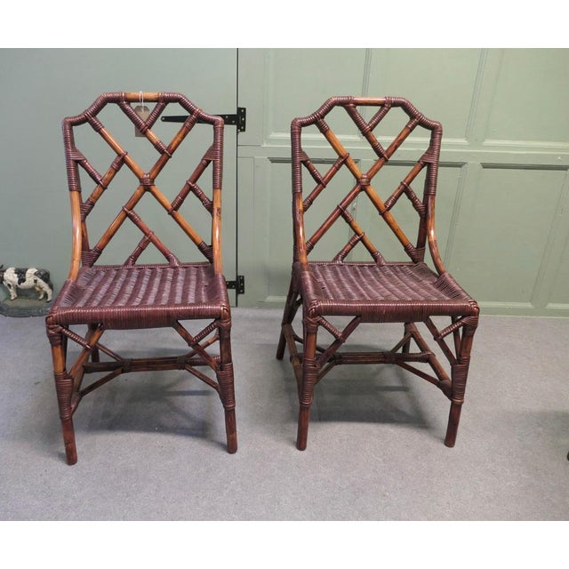 Regency Style Faux Bamboo Dining Table and Chairs, 1950s, Set of 5 For Sale - Image 4 of 9