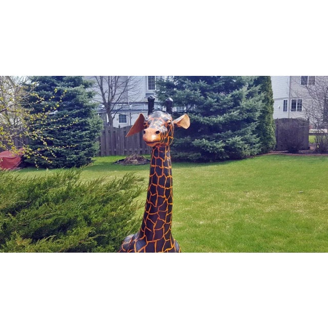 50" Handmade Paper Mache Giraffe Figurine For Sale - Image 4 of 5