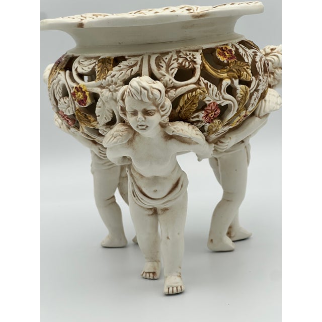 Late 20th Century Ardalt Antorini Italy Porcelain Compote | Cherub Figural Base For Sale - Image 5 of 9